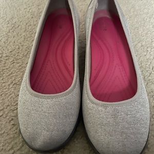 Crocs light grey wedges size 9